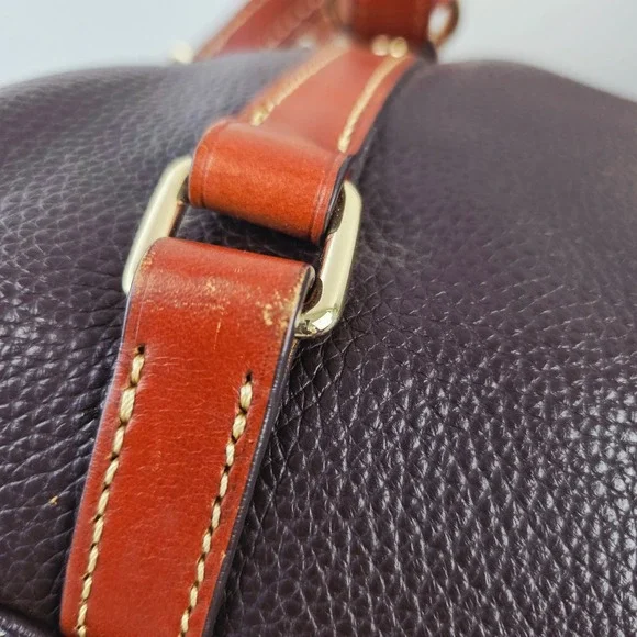 Dooney & Bourke Pebbled Leather Satchel Brown Ginger Braided Handle Tassel Bag - Picture 15 of 16